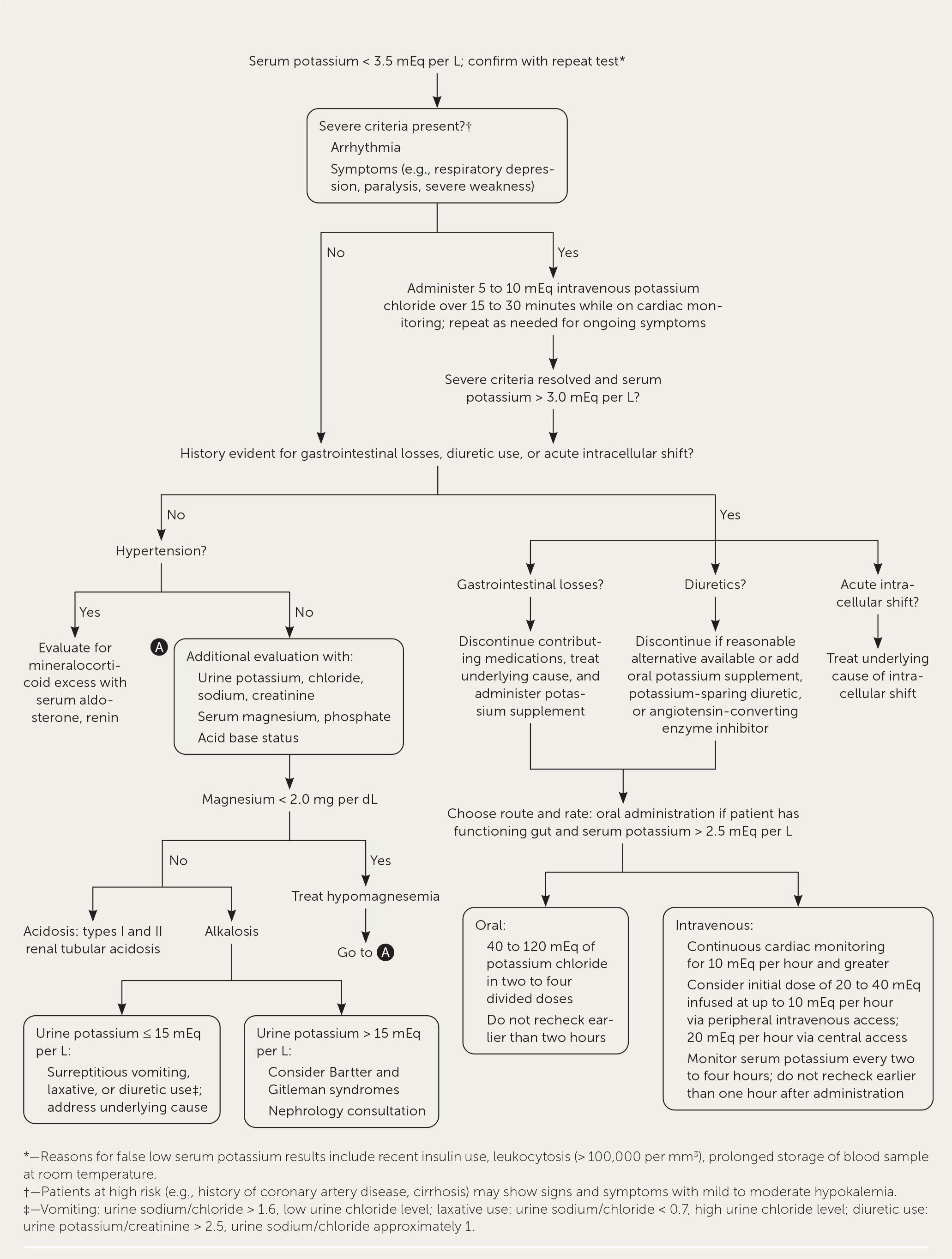 Evaluation and management of hypokalemia. Information from references 18 and 26–28.
