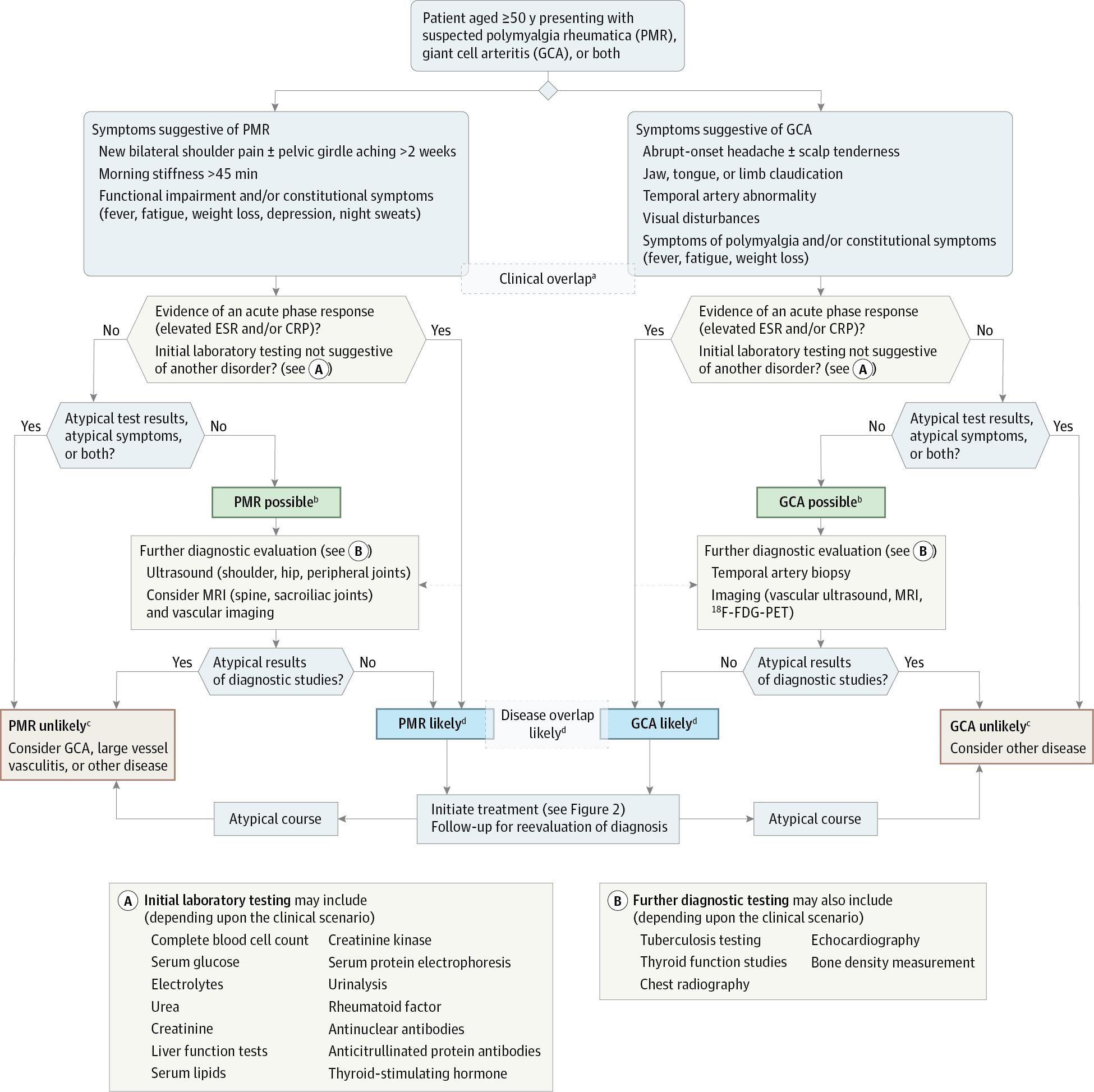 Clinical Disease Characteristics and Suggested Algorithm for Diagnostic Evaluation of Patients With Symptoms of Polymyalgia Rheumatica or Suspected Giant Cell Arteritis