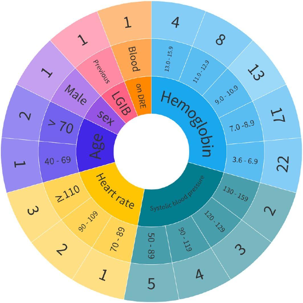 Oakland risk stratification tool for patients presenting with lower gastrointestinal bleeding.